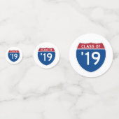 Stylized Interstate sign Class of 2019 Konfetti (Rückseiten)