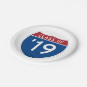 Stylized Interstate sign Class of 2019 Pappteller (Schrägansicht)