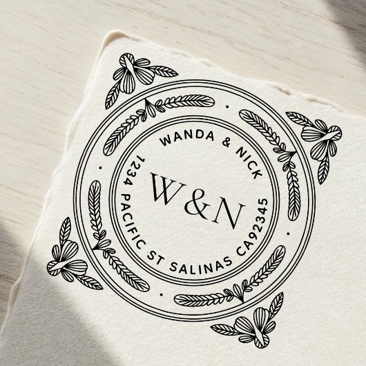 Stylized Leaf Return Address Self-Inking Stamp Permastempel