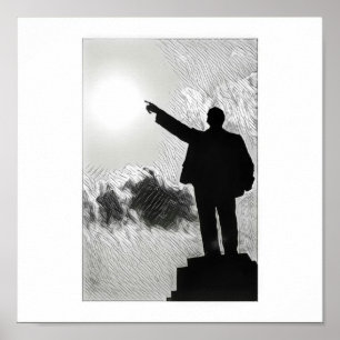 Stylized Lenin Pointing the Way Poster