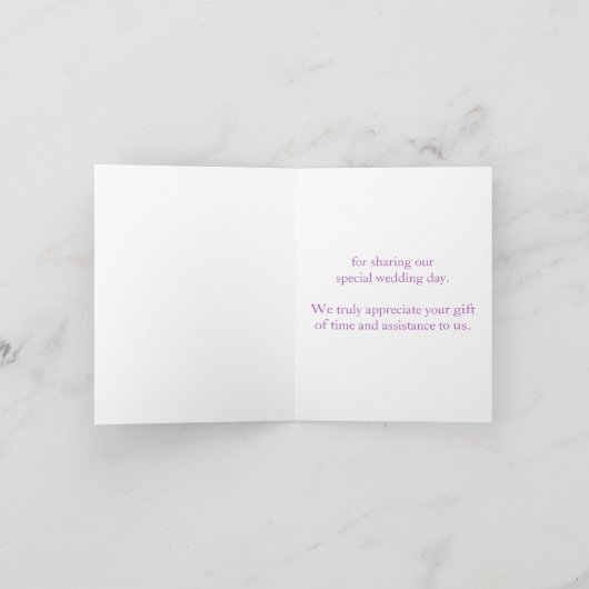 Stylized lila rosa Hochzeit der Orchidee danken Dankeskarte (Innenseite)