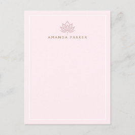 Stylized lotus flower pink yoga healing notecard postkarte