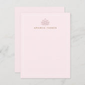 Stylized lotus flower pink yoga healing notecard postkarte (Vorne/Hinten)