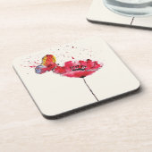 Stylized malte Watercolormohnblumen-Blume Getränkeuntersetzer (Linke Seite)