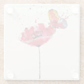 Stylized malte Watercolormohnblumen-Blume Glasuntersetzer (Rückseite)