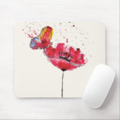Stylized malte Watercolormohnblumen-Blume Mousepad (Mit Mouse)