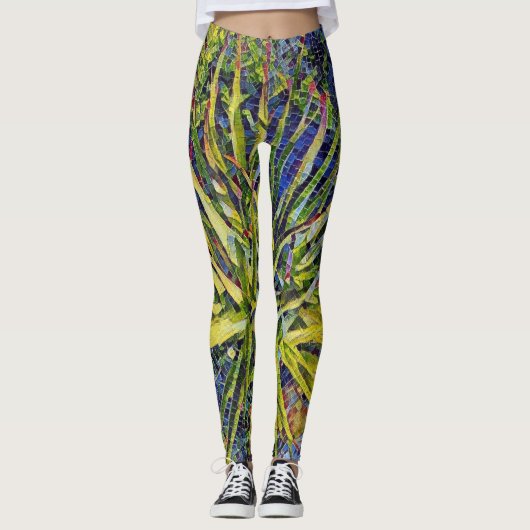 Stylized Mosaic Aloe Leggings (Vorderseite)