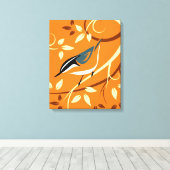 Stylized Nuthatch Bird In Tree Leinwanddruck (Insitu (Holzboden))