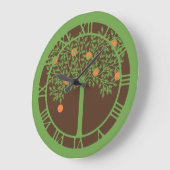 Stylized Orange Tree Große Wanduhr (Winkel)