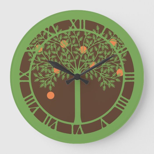 Stylized Orange Tree Große Wanduhr (Vorderseite)