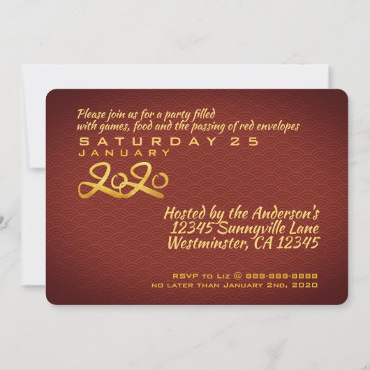 Stylized Palanquin Chinesisch Rat Jahr 2020 Party  (Rückseite)