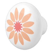 Stylized Peach Daisy with Coral Center Keramikknauf (Rechts)