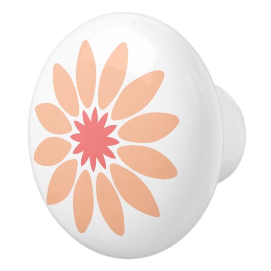 Stylized Peach Daisy with Coral Center Keramikknauf (Rechts)