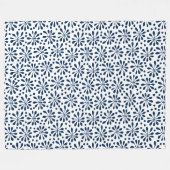 Stylized Pflanze Pattern 020818 - Navy Blue #00275 Fleecedecke (Vorderseite (Horizontal))