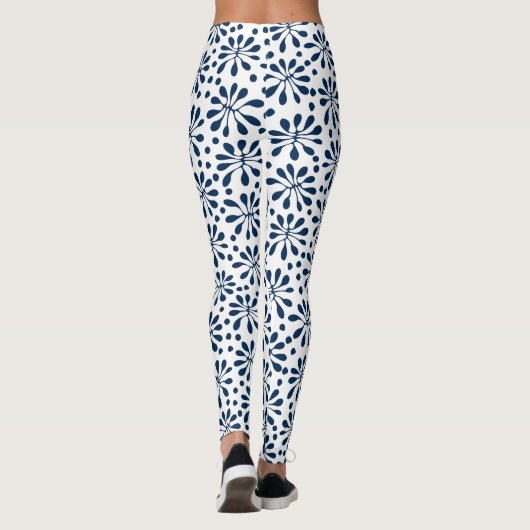 Stylized Pflanze Pattern 020818 - Navy Blue #00275 Leggings (Rückseite)