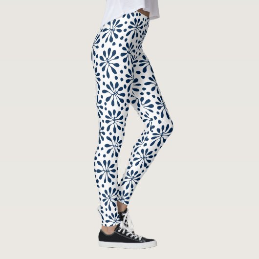 Stylized Pflanze Pattern 020818 - Navy Blue #00275 Leggings (Rechts)