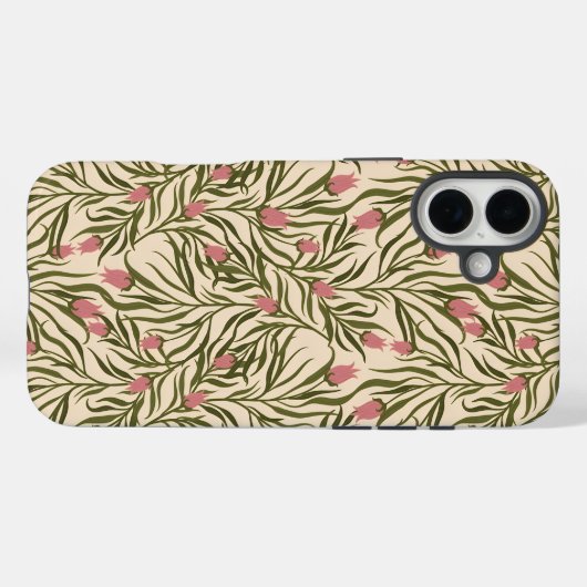Stylized pink bell-shaped floral pattern Case-Mate iPhone hülle (Rückseite (Horizontal))