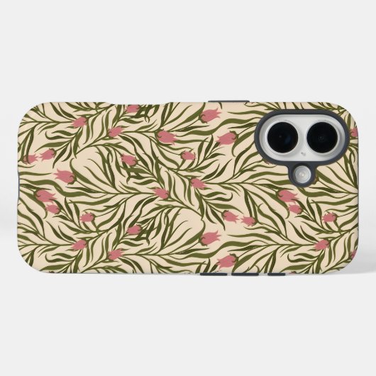 Stylized pink bell-shaped floral pattern Case-Mate iPhone hülle (Rückseite (Horizontal))