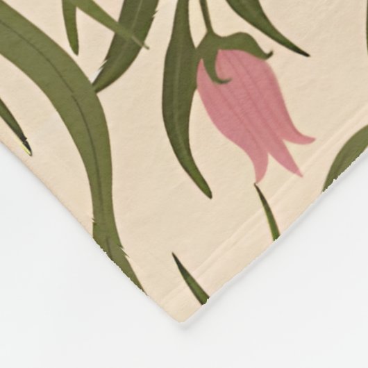 Stylized pink bell-shaped floral pattern fleecedecke (Ecke)