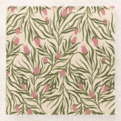 Stylized pink bell-shaped floral pattern glasuntersetzer (Vorderseite)