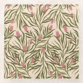Stylized pink bell-shaped floral pattern glasuntersetzer