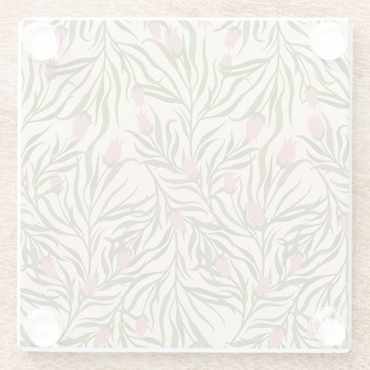 Stylized pink bell-shaped floral pattern glasuntersetzer (Rückseite)