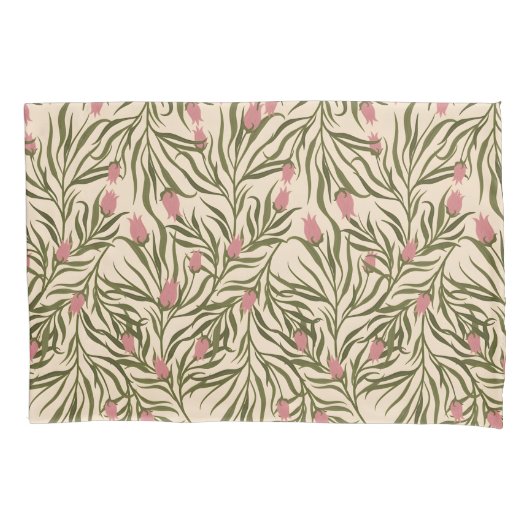 Stylized pink bell-shaped floral pattern kissenbezug (Vorderseite-Links)