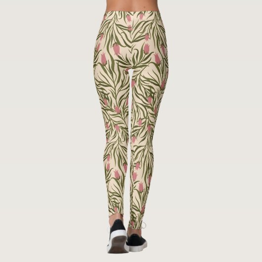Stylized pink bell-shaped floral pattern leggings (Rückseite)