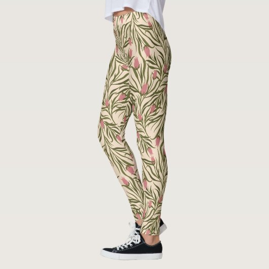 Stylized pink bell-shaped floral pattern leggings (Links)