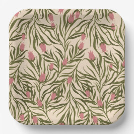 Stylized pink bell-shaped floral pattern pappteller
