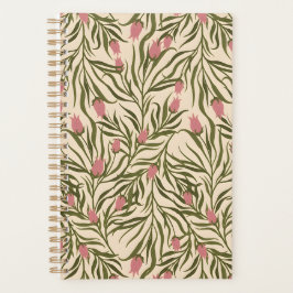 Stylized pink bell-shaped floral pattern planer