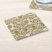 Stylized pink bell-shaped floral pattern rechteckiger pappuntersetzer (angewinkelt)