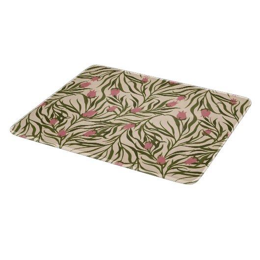 Stylized pink bell-shaped floral pattern schneidebrett (Ecke)