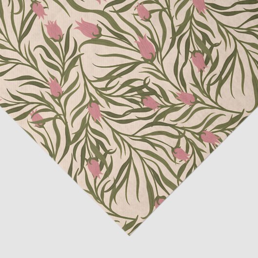 Stylized pink bell-shaped floral pattern seidenpapier (Ausschnitt)