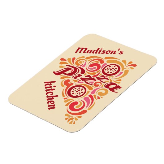 Stylized Pizza custom name kitchen magnet (Linke Seite)