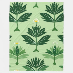 Stylized Plant Pattern – Harmony in Green Fleecedecke