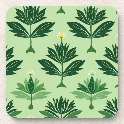 Stylized Plant Pattern – Harmony in Green Getränkeuntersetzer (Vorderseite)
