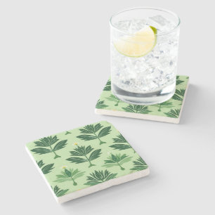 Stylized Plant Pattern – Harmony in Green Steinuntersetzer