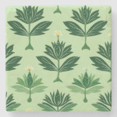 Stylized Plant Pattern – Harmony in Green Steinuntersetzer (Vorderseite)