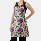 Stylized Purple Roses With Green Accents Schürze (InSitu)