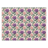 Stylized Purple Roses With Green Accents Tischdecke (Vorderseite (Horizontal))
