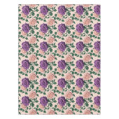 Stylized Purple Roses With Green Accents Tischdecke (Vorderseite)