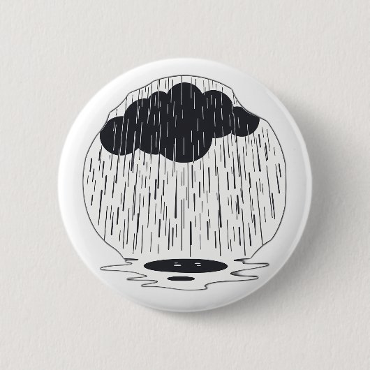 Stylized Rain Cloud with Falling Rain and Puddle Button (Vorderseite)
