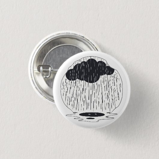 Stylized Rain Cloud with Falling Rain and Puddle Button (Vorne & Hinten)