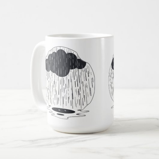 Stylized Rain Cloud with Falling Rain and Puddle Kaffeetasse (Vorderseite Links)