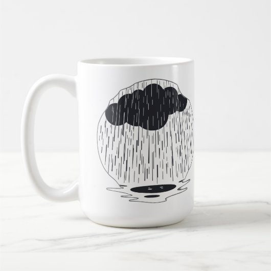 Stylized Rain Cloud with Falling Rain and Puddle Kaffeetasse (Links)