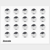 Stylized Rain Cloud with Falling Rain and Puddle Quadratischer Aufkleber (Blatt)