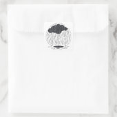 Stylized Rain Cloud with Falling Rain and Puddle Quadratischer Aufkleber (Tasche)