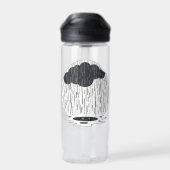 Stylized Rain Cloud with Falling Rain and Puddle Trinkflasche (Rückseite)