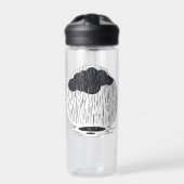 Stylized Rain Cloud with Falling Rain and Puddle Trinkflasche (Vorderseite)